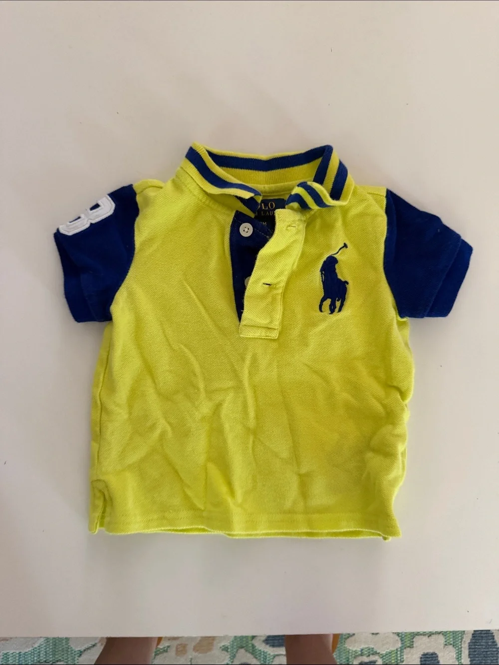 Ralph Lauren Neon Yellow & Navy Polo Top for Kids